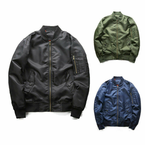 Wholesale Custom Winter Sports <b>Jacket</b> for Men 100% Satin Olive Color <b>Plus</b> <b>Size</b> Front Logo Print Bomber Zipper - Product Image 4