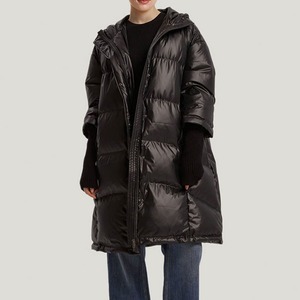 Blouson matelassé surdimensionné pour femme personnalisé 2026, résistant à l'eau, style streetwear, col à capuche amovible, veste en duvet à séchage rapide - Product Image 3