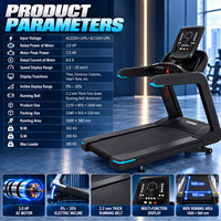 Tapis roulant commercial BN avec écran LED rotatif, moteur AC robuste, absorption des chocs et large plateau de course – Équipement de gym
