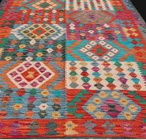 Alfombra Kilim Gris Naranja, Tejida a Mano, Tradicional, de Tejido Plano, para Sala de Estar, Decoración del Hogar, Pasillo, Hotel - Product Image 2