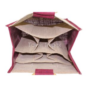 Sac de jute en toile de jute à six compartiments pour bouteilles de vin en PP laminé fabriqué en Inde pour la promotion des boissons - Product Image 5