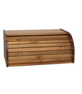Acacia <b>Wood</b> Rolltop Bread <b>Box</b>, 16" X 10-3/4" X 7" for Kitchen Counter Single Layer Bamboo <b>Large</b> Capacity Food <b>Storage</b> Bin - Product Image 1