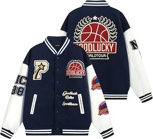 Chaqueta universitaria de alta calidad para hombre, Mangas de cuero bordadas, chaqueta de béisbol Bomber para hombre, chaqueta con letras para hombre - Product Image 1