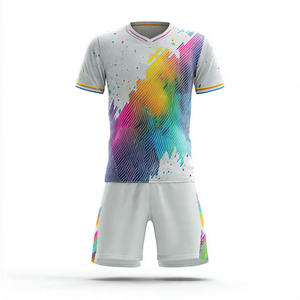 ชุดเสื้อฟุตบอลคอวีเสื้อฟุตบอล100% เสื้อฟุตบอลแขนสั้นผ้าโพลีเอสเตอร์เสื้อท่อนบน - Product Image 6