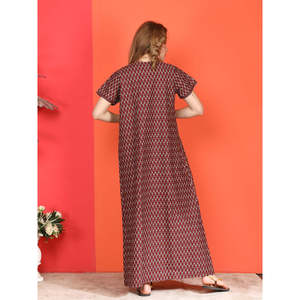 Camisón Largo Informal de Algodón para Mujer Evolve, Estampado, Manga Corta, Bolsillos Laterales, Cintura Elástica, Tejido Suave, para Damas de Honor - Product Image 5