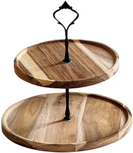 แท่นวางเค้กไม้อะคาเซียแบบเท้าสูงสไตล์โมเดิร์นสำหรับเสิร์ฟเค้กและผลไม้ - Product Image 2