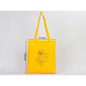 Yellow Gabardine Tote <b>Bag</b> 14x16 <b>Medium</b> Size Blank Reusable Cotton <b>Bag</b> for Foods Advertising Daily Use Gifts Heat Transfer - Product Image 4