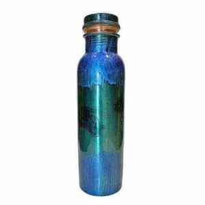 Botella de Agua de Cobre con Esmalte Verde y Azul para Beneficios para la Salud, con Adhesivo Moderno para Oficina y Gimnasio - Product Image 1
