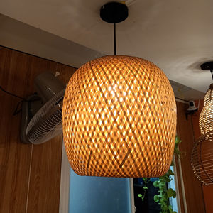 Suspension moderne en bambou abat-jour suspendu éco friendly lampe décor salon chaud et vintage style - Product Image 1