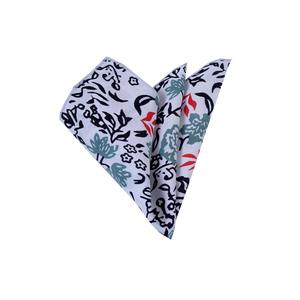 ผ้าคอตตอนพิมพ์ลายดอกไม้สีเขียวและสีดำบนสีขาว - Product Image 1