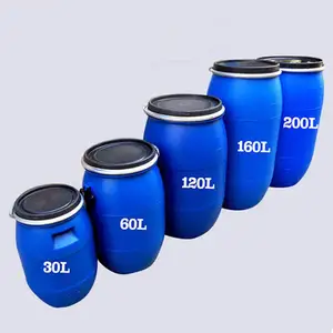 Tambor de plástico HDPE azul para moldagem por sopro, cilindro de 200 litros/kg, tampa dupla, cilindro de plástico de 55 galões, selado químico, de 200L