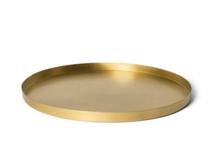 Bandeja Redonda de Metal Dorado para Servir Comida, Vajilla Decorativa PARA EL Hogar, Hecha a Mano, Metal Sólido - Product Image 3