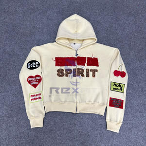 Top vente votre propre logo le plus demandé fermeture éclair à capuche bouffée imprimé fabriqué en usine pas cher prix sweats à capuche hommes sweats à capuche - Product Image 1