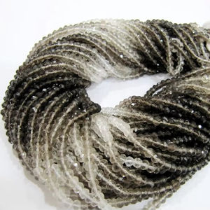 Quartz fumé naturel Rondelle à facettes 4mm meilleure qualité perles ombragées brin 13-14 pouces de long fabrication de bijoux perles de pierres précieuses - Product Image 1