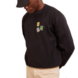 Sudaderas bordadas de cuello redondo de Terry francés negro para hombres y mujeres fabricadas en fábrica a la venta en MOQ bajo y tarifas baratas - Product Image 1