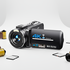 กล้องวิดีโอสำหรับวีล็อกกิ้งบน YouTube ความละเอียด 4K UHD เซ็นเซอร์ CMOS 56MP พร้อมไฟ LED Nightshot ในตัว หน้าจอ 3.0 นิ้ว รองรับ WiFi - Product Image 1