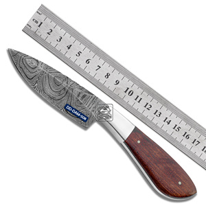 Handmade Hunting Knife Damascus Steel Blade Mahogany <b>Wood</b> Handle Embossed Leather Sheath Customizable OEM Support Laser Engraved - Product Image 2