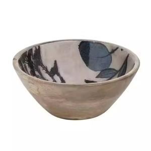 <b>Large</b> Handmade Mango Wood <b>Salad</b> <b>Bowl</b> With Enamel Print Wooden <b>Bowl</b> for Serving Eco Friendly Hot Selling Product Wholesale Deals - Product Image 5