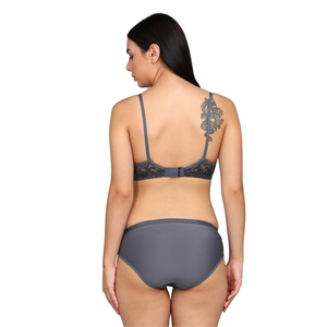 Conjunto de sujetador y Bikini de algodón para mujer, precio al por mayor, diseño personalizado con color sólido elegante y bordado sexy - Product Image 4