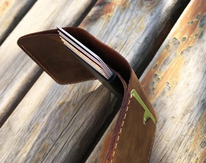 Portefeuille unisexe fin en cuir véritable avec fermeture ouverte, doublure en lin de grande longueur - Design minimaliste pour hommes et femmes - Product Image 5