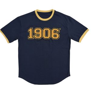 T-shirt Ringer Premium en coton noir | Chemise à ourlet incurvé Fraternité pour homme avec numéro de broderie en chenille | Vêtements grecs noirs - Product Image 1