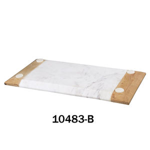 Bandejas modernas de mármol para servir con bandeja plana de madera para servir alimentos Exportadores India Diseño raro Bandeja de mármol para servir alimentos - Product Image 3