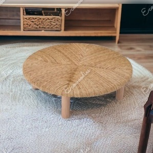 Taburete Peeda elegante para interiores, diseño moderno, muebles de asiento para el hogar, pequeña pierna de madera redondeada, cuerda tejida, taburete Peeda, consola con incrustaciones de hueso - Product Image 3