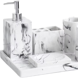 ชุดห้องน้ำทำจากเรซินหินอ่อนหรูหราอุปกรณ์เสริมในห้องน้ำทำด้วยมือสำหรับตกแต่งบ้าน - Product Image 1