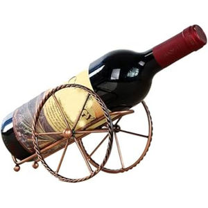 Porte-bouteille de vin en métal autoportant créatif rétro en fer forgé décoratif conception de roue de canon support de vin cadeau de comptoir - Product Image 1