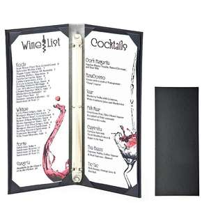 Carpeta de cubierta de menú de panel de doble pliegue Carpeta de cuero Estilo de libro Bar Cóctel Carpeta de jugo y bebida para suministros de hotel y restaurante - Product Image 1