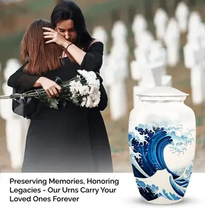 Urna Funeraria de Aluminio Estilo Americano Color Blanco Ondas del Océano para la Entierro Conmemorativo de Mamá - Product Image 3