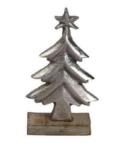 Arbre de Noël en aluminium moulé le plus vendu argent fini sur une base en bois nouvelle collection de Noël au prix de gros - Product Image 1