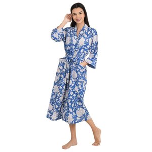 Boho Style Lightweight Cotton <b>Kimono</b> Indian Handprinted Floral Print Pattern Luxury Summer <b>Beach</b> House Cover Swimsuit Cover Ups - Product Image 5