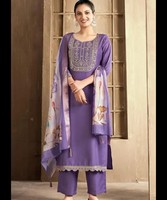 Salwar Kameez pakistanais Sonia pour femmes, robes prêtes à porter, ensembles pour filles, enfants et femmes, style vintage, longueur ras du sol, en lin crêpe, coupe trapèze, naturel