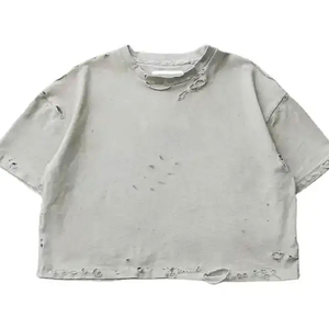 Custom 300 GSM Heavyweight 100% algodón de los hombres de gran tamaño Boxy Fit camiseta suelta desgastada Streetwear con 200 gramos de peso de la tela - Product Image 2