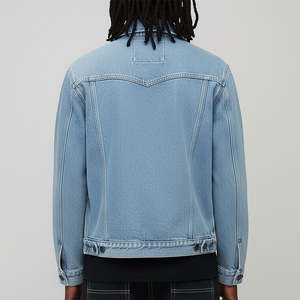 Veste en jean bleu clair pour homme, tissu respirant, grammage lourd, manches longues, boutonnée, légère, meilleur prix. - Product Image 2