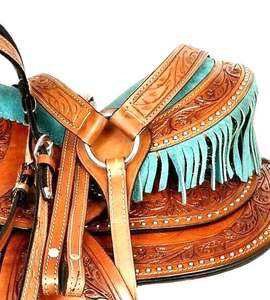Selle occidentale en daim TORQUIEST en cuir naturel authentique sculpture à la main avec raccords en acier et fer pour l'équitation - Product Image 6