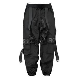 Techwear Pantalon cargo pour hommes Techwear Dark Style Streetwear Pantalon Ninja fonctionnel à taille élastique avec sangle Tissu tactique - Product Image 3