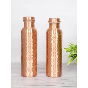 Atractiva botella de agua de cobre puro con tapa a prueba de fugas y antigüedad para la hidratación y el bienestar de Ayurveda - Product Image 2