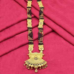 Gros 24K Micro Or Grand Pendentif AD Pierres Long Mangalsutra, Mariage Traditionnel Mangalsutra, Formant AD Pierres Mangalsutra. - Product Image 1