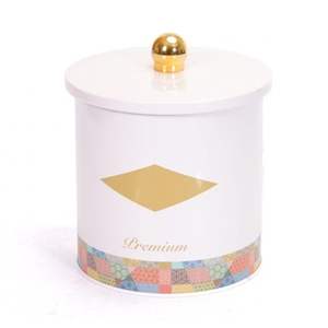 กล่องโลหะทรงกลม2.1L พร้อมที่จับลูกบิด140X150มม. ที่เก็บอาหารและภาชนะบรรจุอาหารลายปะต่อสีชมพู - Product Image 1