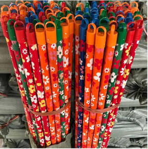 Mango de escoba de madera de eucalipto con revestimiento estampado floral-Duradero y decorativo - Product Image 5