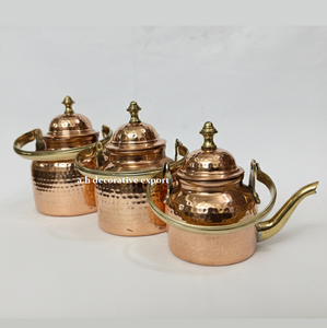 Ensemble de théière/caféière en cuivre martelé à la main de qualité export premium, bouilloire de luxe moderne, poignées et bec verseur résistants à la chaleur et écologiques - Product Image 5