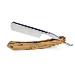 Rasoir de Barbier Professionnel en Acier Inoxydable à Lame Simple Droite avec Manche en Bois avec Logo Personnalisé et Emballage - Product Image 1