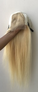 Vente en gros d'extension de cheveux de trame brésilienne vierge non transformée cuticule alignée douce blonde soyeuse 613 perruque de fermeture droite HD - Product Image 5