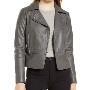 Chaqueta de motorista de cuero Vintage para mujer, ropa de abrigo informal con estilo para motocicleta, chaqueta de cuero con cremallera para mujer - Product Image 1
