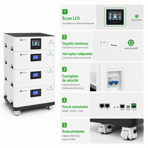 Batterie Lithium LiFePO4 48V Empilable Tout-en-un 8000+ Cycles BMS Intelligent pour Sauvegarde Domicile <span class=keywords><strong>et</strong></span> Support d'Installation Afrique - Product Image 3