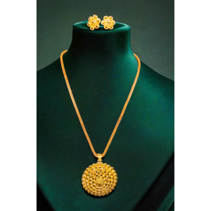 Compra collar pendientes conjunto con chapado en oro de 22 quilates diseño premium collar pendientes conjunto para mujer usar joyería - Product Image 1