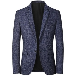 Alta calidad respetuoso con el medio ambiente transpirable Denim Business Casual hombres Blazers abrigos traje todo el año tela personalizable - Product Image 3