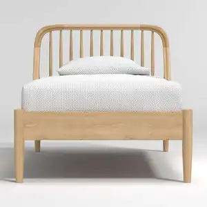 अच्छी गुणवत्ता बच्चों जुड़वां बिस्तर ठोस लकड़ी के फ्रेम प्राकृतिक रंग बच्चों बालवाड़ी ठोस लकड़ी बच्चों थोक